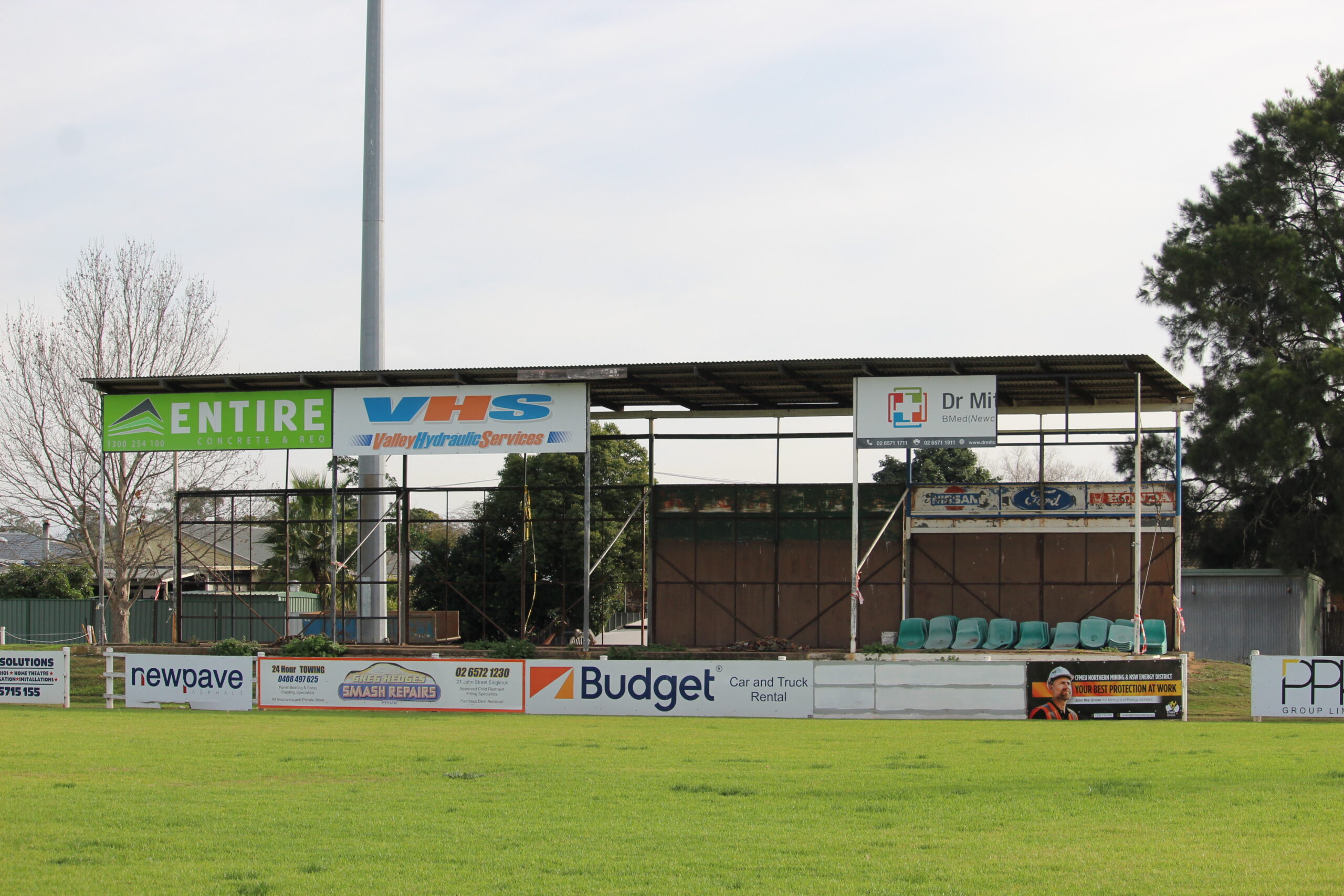 The framework of the Viv Stewart grandstand pictured at Singleton’s Rugby Park last month.